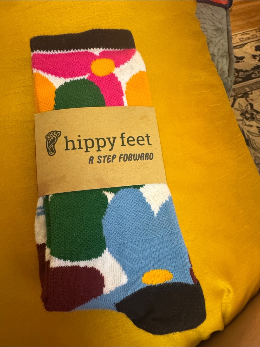 Hippy Feet Multicolor Floral Dot Crew Socks - Bright Mix